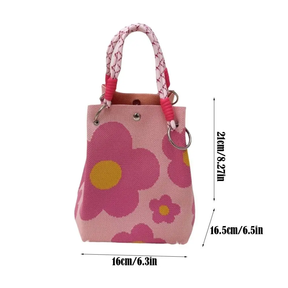 Bandolera tejida con motivo floral y asa ancha para mujer y niña - imagen 5