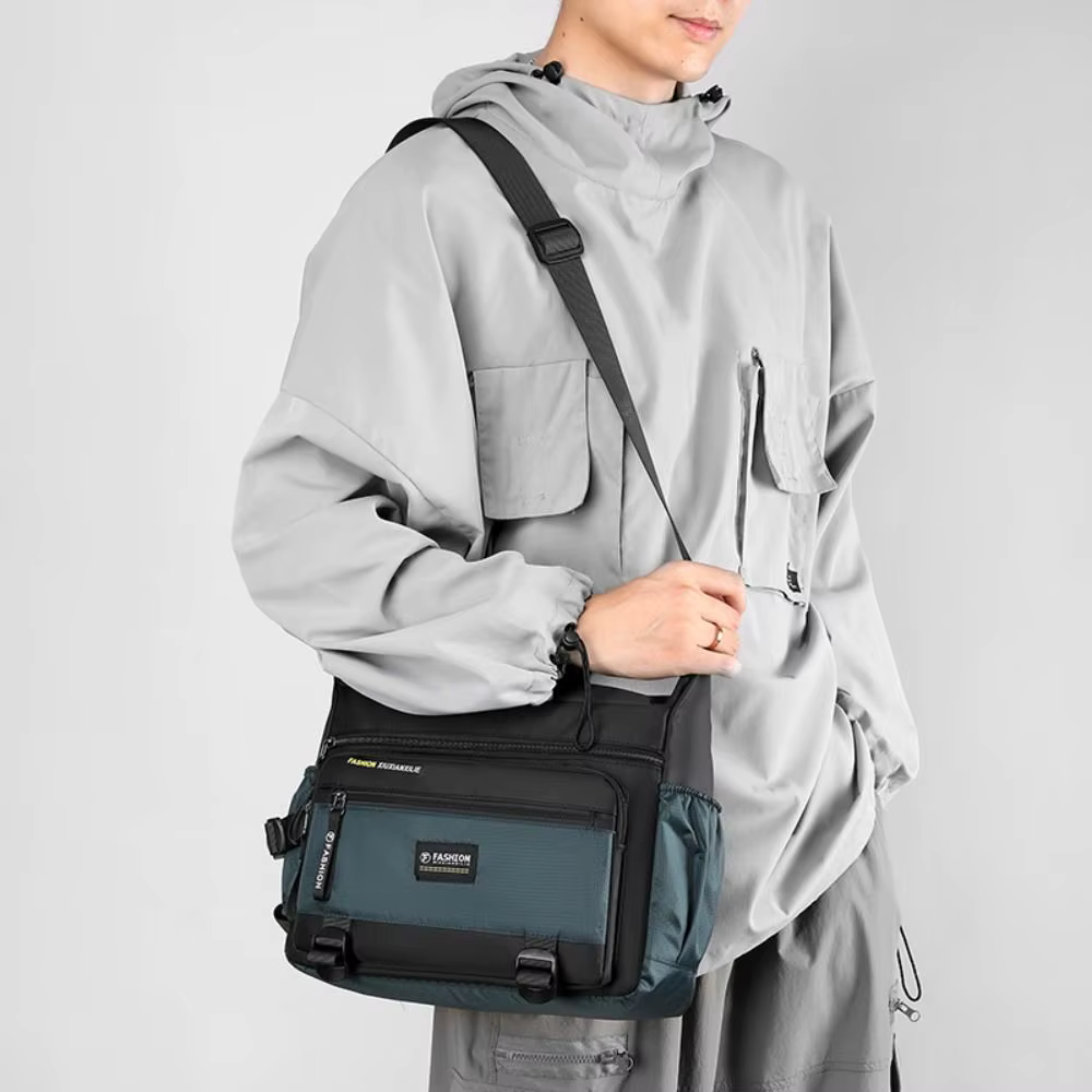 Bolso Bandolera Nylon Cuadrada Gran Capacidad con Cremallera – Unisex