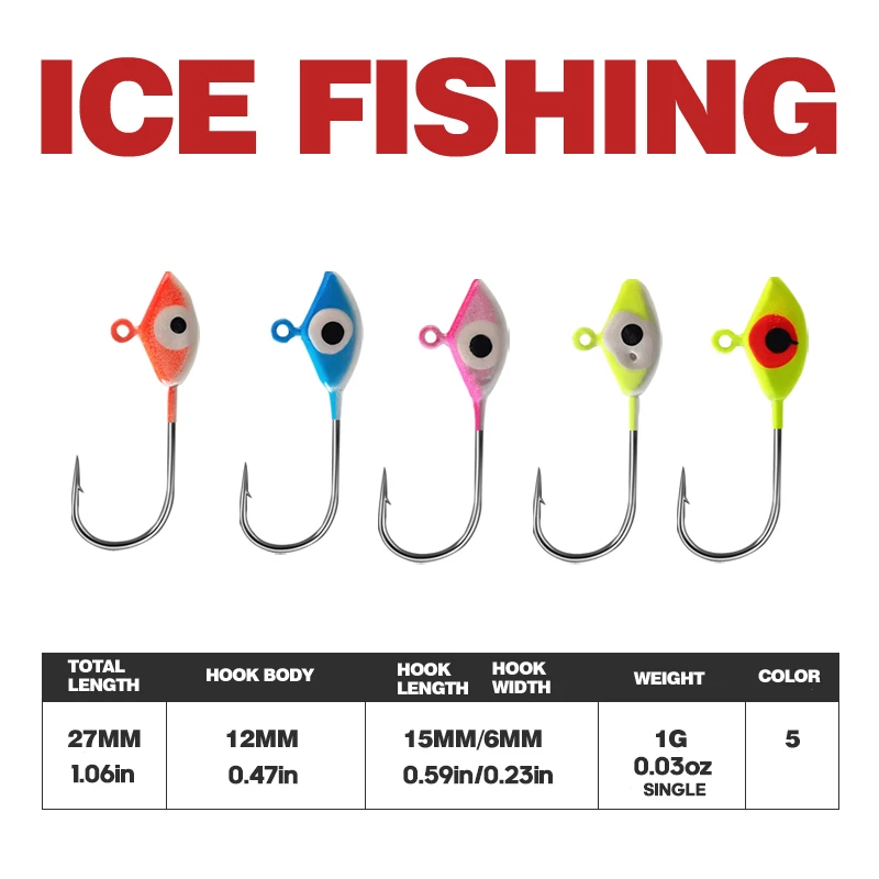 TAIYU Anzuelos pesca en hielo con cabeza de plomo y micro - imagen 3
