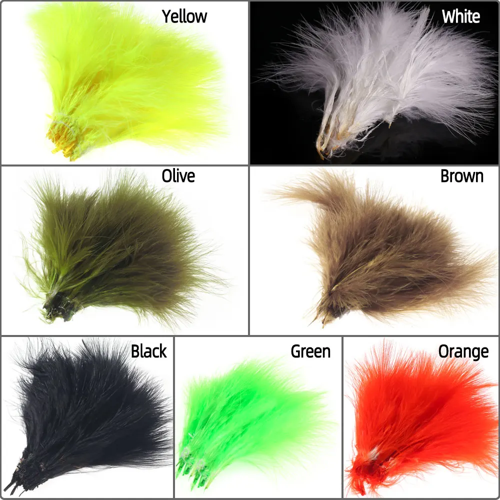 Plumas de marabú naturales para atar moscas Woolly Bugger y Leech - imagen 4