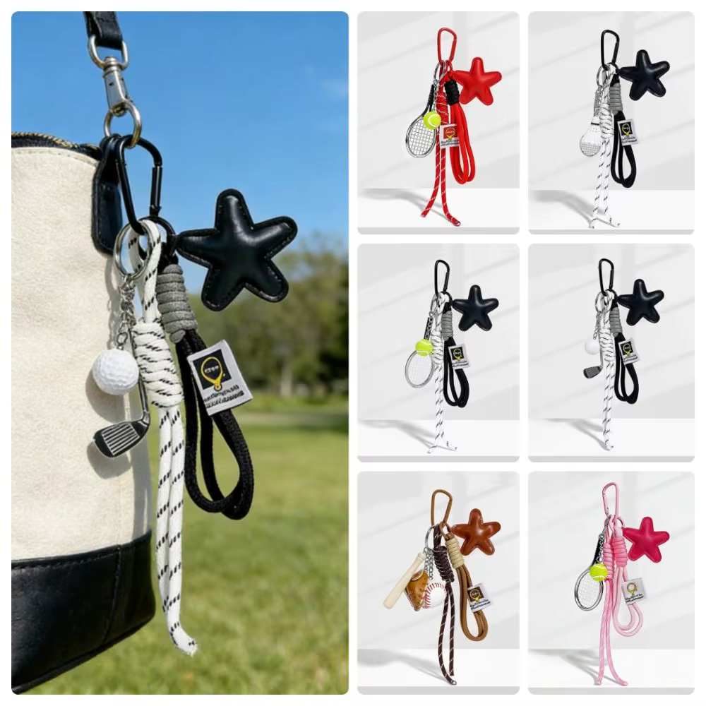 Llavero de cuero multicolor con estrella para mochila y equipaje - imagen 4