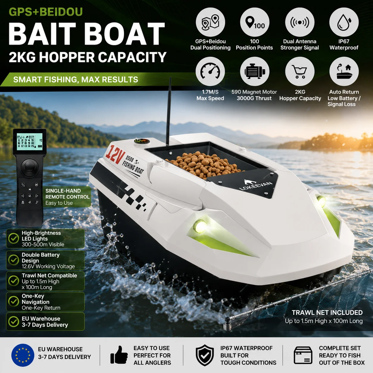 LOKEEVAN D50B Barco cebador GPS alta velocidad 12V con Beidou - imagen 3