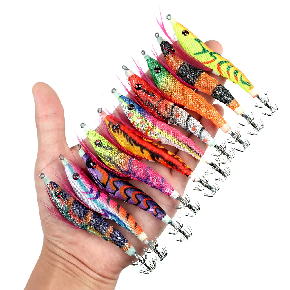 Jig Calamar Luminoso 11cm – Camarón Artificial Brillante para Sepia y Pulpo