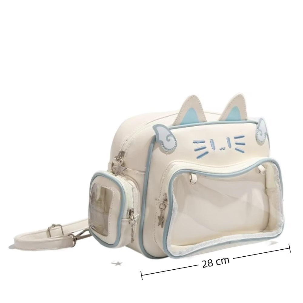 Linda bolsa de hombro estilo Harajuku con diseño de gato
