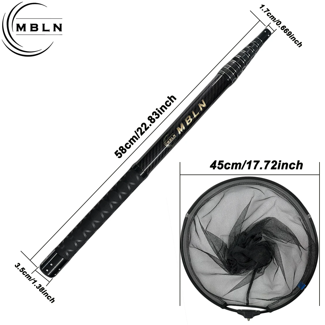 Salabardo telescópico MBLN – Fibra de carbono doble capa orientable - imagen 3