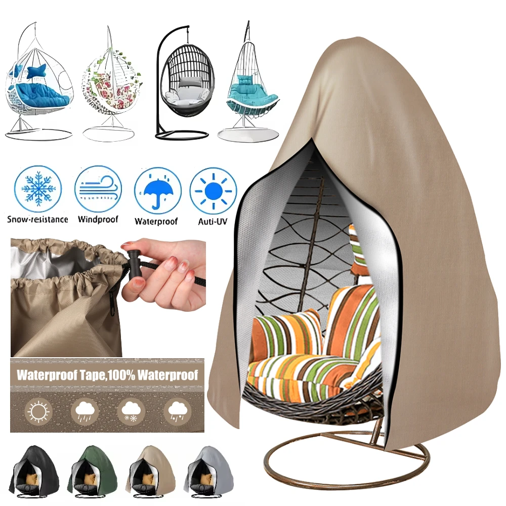 Funda impermeable para silla de huevo colgante con cremallera y cordón