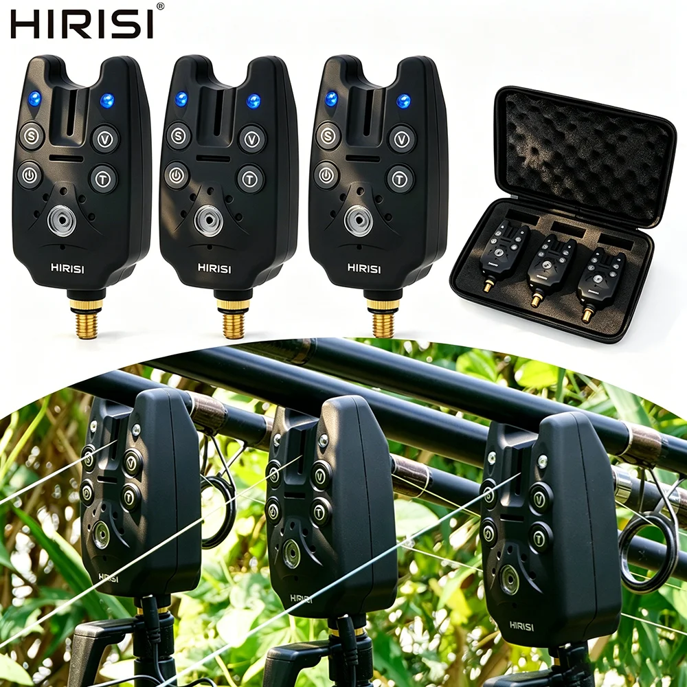 Juego de alarmas de pesca Hirisi B1101-3 con luces LED y zumbador
