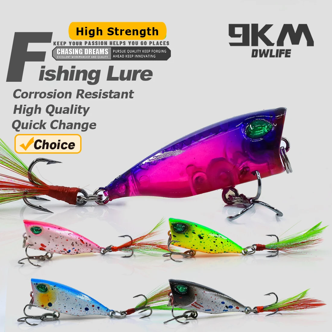 Set Señuelos Duros Minnow, Popper y Crankbait – Anzuelos Triple
