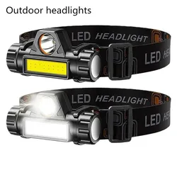 Linterna frontal LED COB recargable USB magnética para pesca