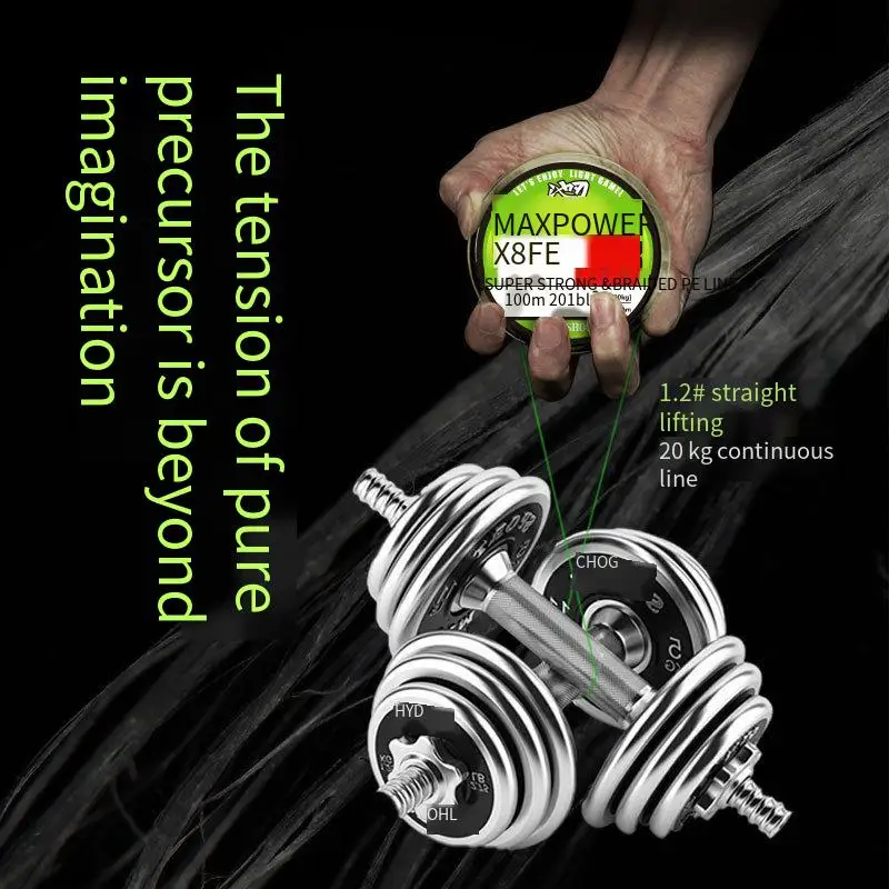 Línea de pesca trenzada PE X8 tricolor multifilamento súper resistente - imagen 5