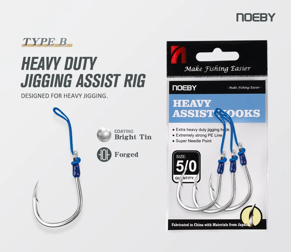 Ganchos de jigging NOEBY en estaño brillante