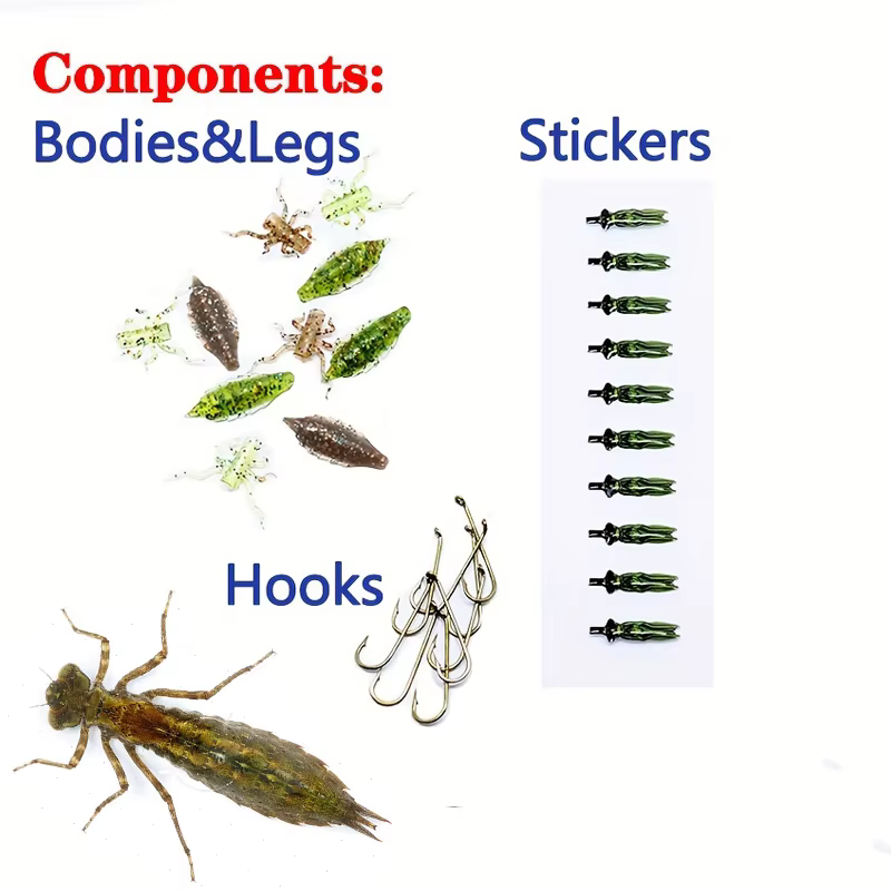 Materiales Atado Moscas Libélula y Ninfas – Cuerpos y Patas Goma - imagen 2