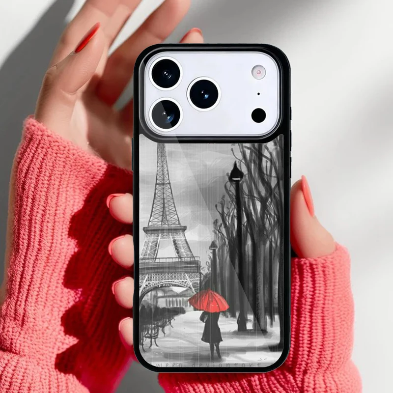 Vista frontal de la funda con diseño Torre Eiffel