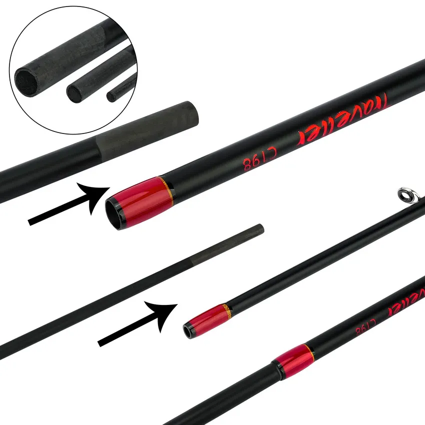 Caña de carbono Spinning y Baitcasting con guías para pesca - imagen 4