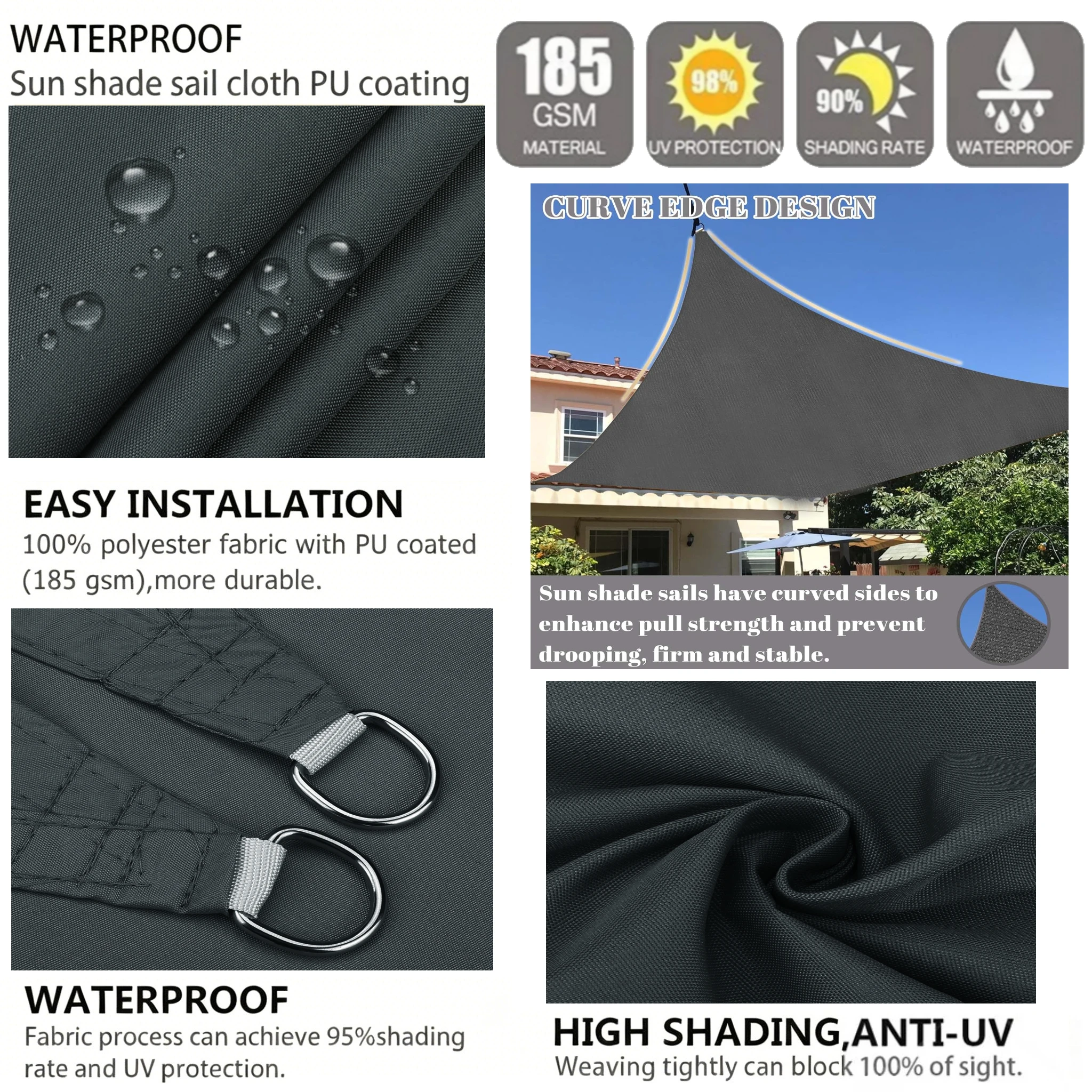Toldo impermeable anti-UV para coche con postes de aluminio - imagen 3