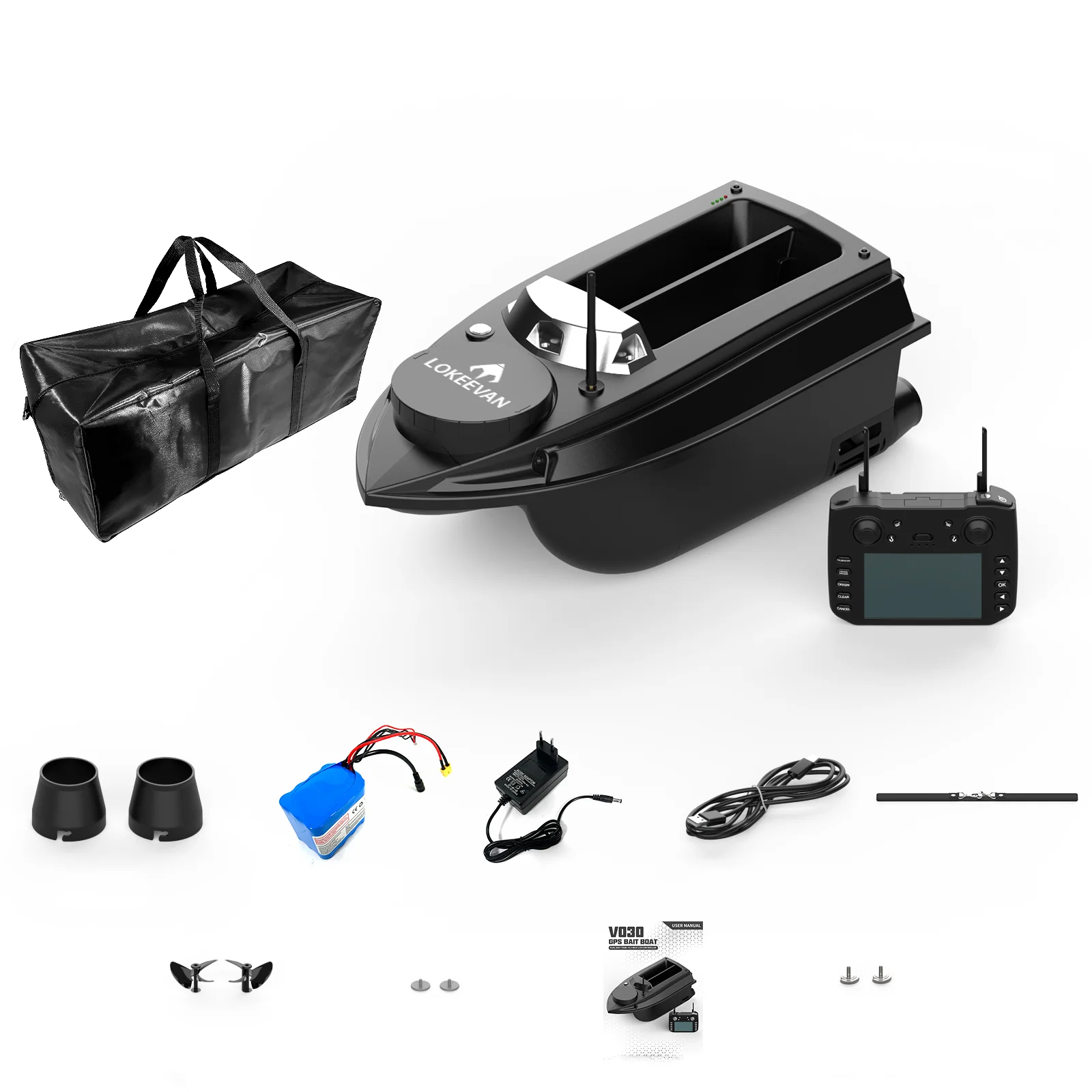 Barco cebador de pesca con GPS V030 y control remoto 12V