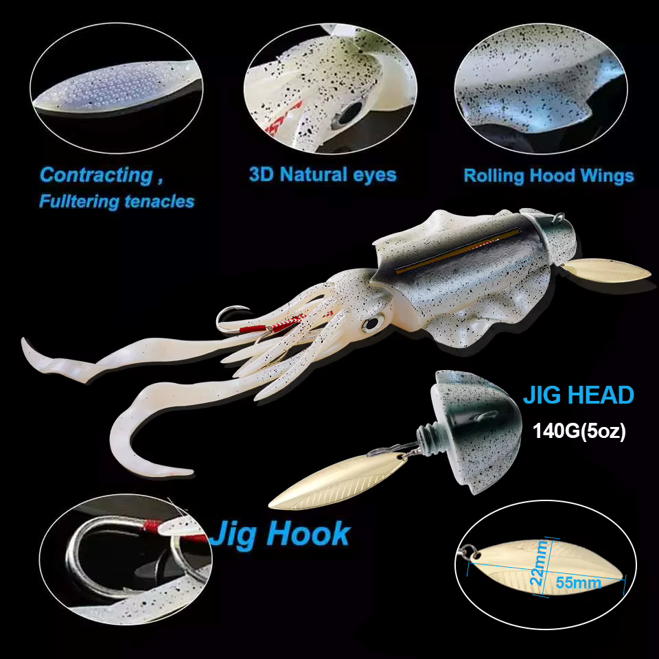SUNMILE Squid Jig UV 285g – Señuelo calamar luminoso mar - imagen 5
