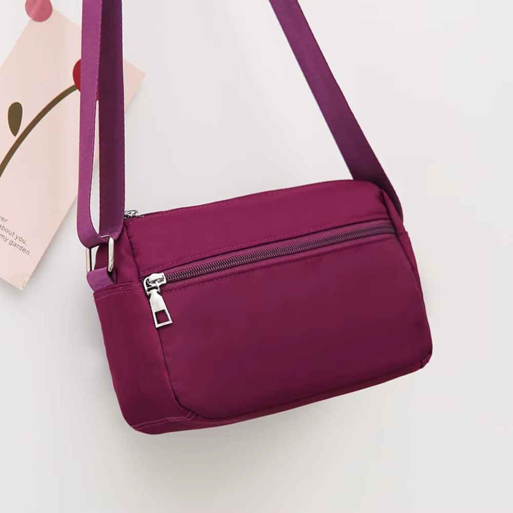 Bolso bandolera de nylon con bordado floral y cremallera - imagen 5