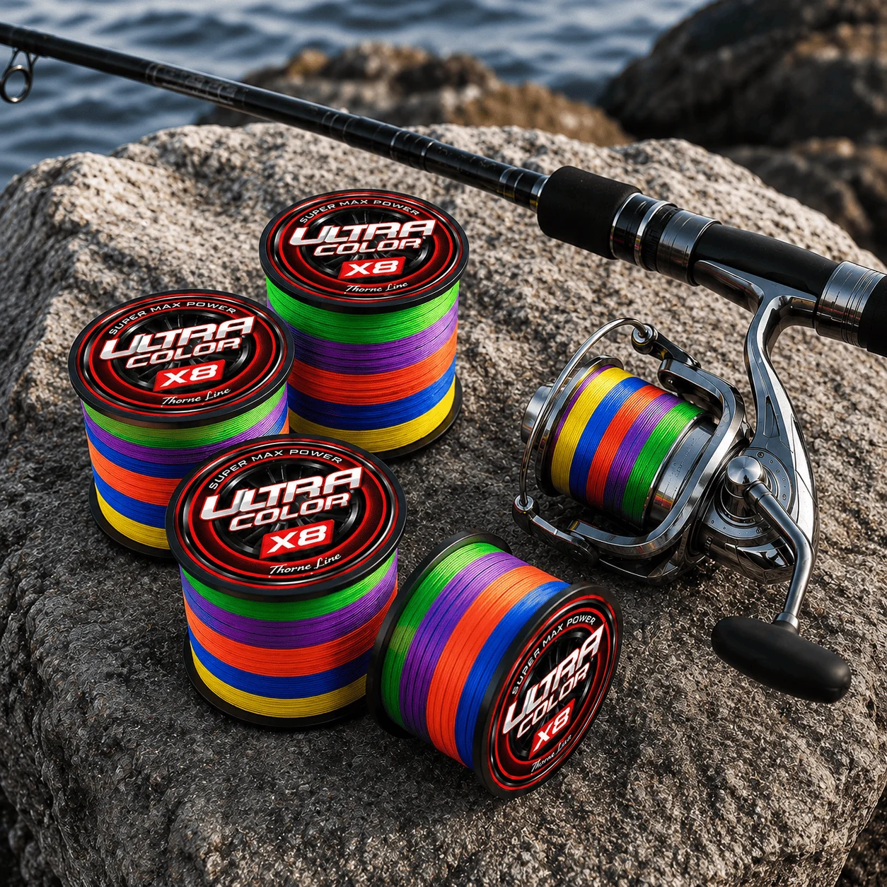 Línea de pesca trenzada PE multicolor antidesgaste para largo lance - imagen 2