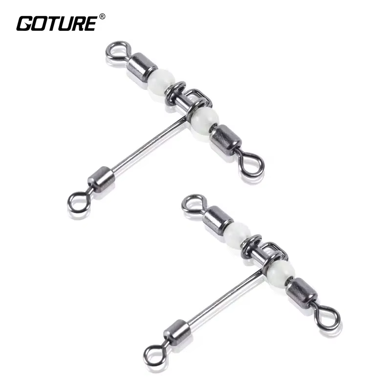Conector giratorio de pesca de acero inoxidable con cuenta luminiscente
