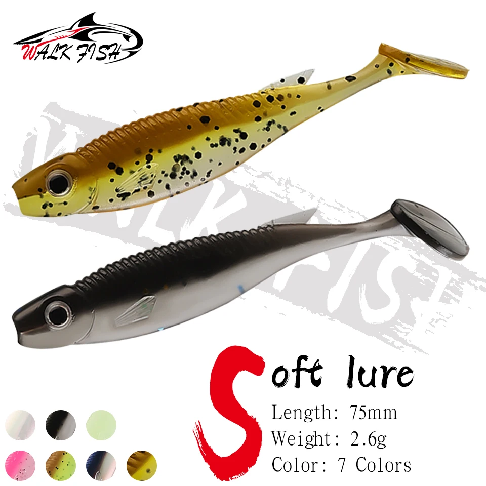 Walk Fish señuelos de silicona cola T con ojos 3D - imagen 5