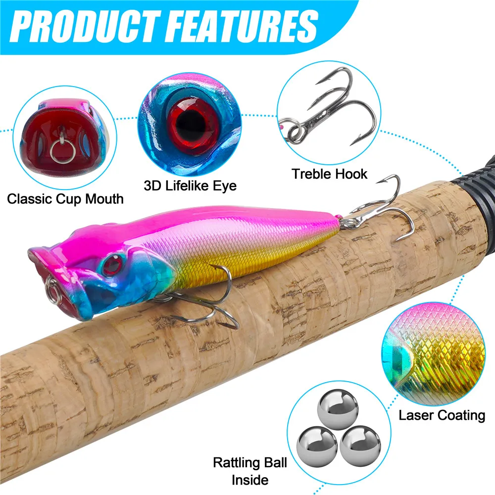 Popper Flotante con Sonajero – Señuelo Topwater para Trucha y Lubina - imagen 4