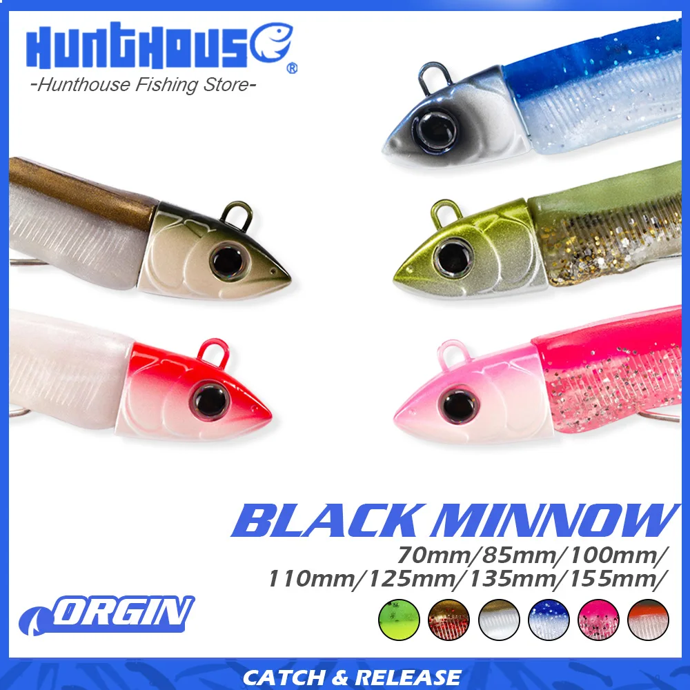 Hunthouse señuelos Minnow lastrados para lubina con anzuelo y vinilo - imagen 4