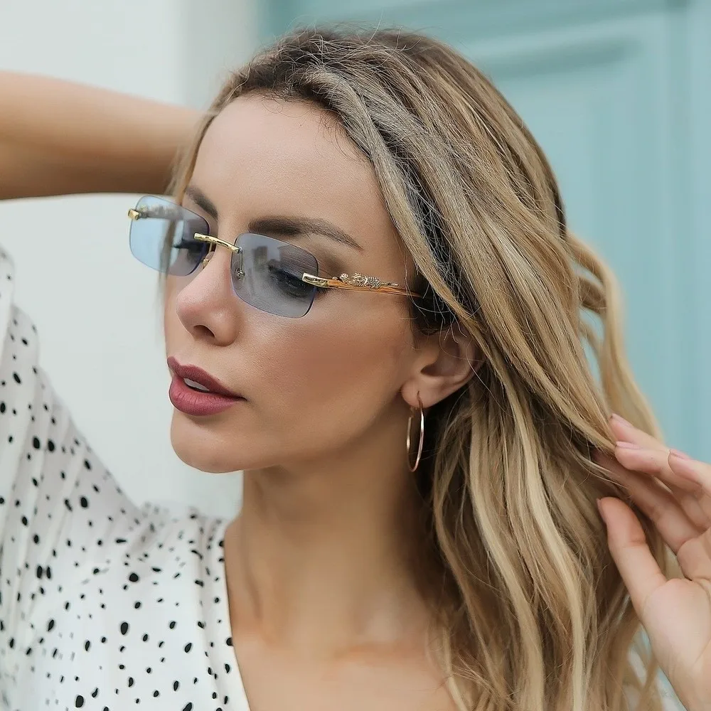 Gafas de sol UV400 cuadradas sin montura con corte de diamante - imagen 4