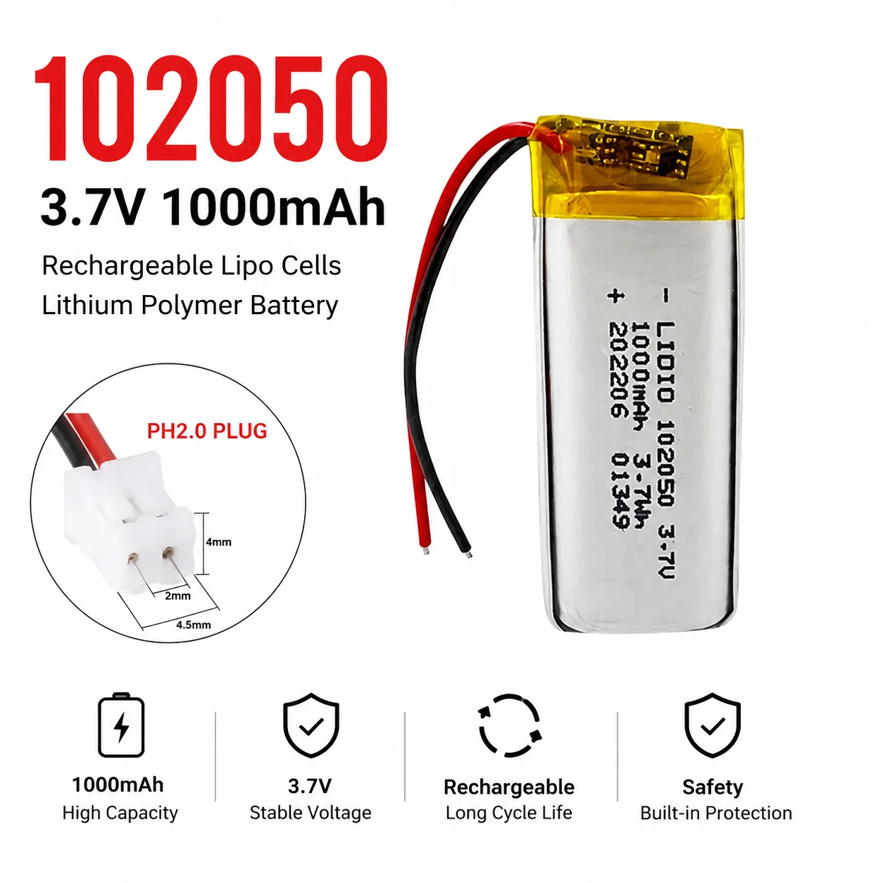 Batería Li-Po recargable para GPS y luz LED con PCB - imagen 4