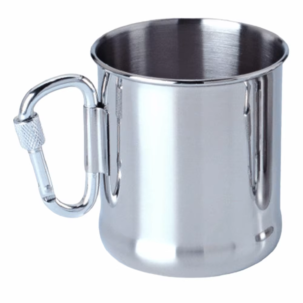 Taza de acero inoxidable con mosquetón para camping y mochileros - imagen 2