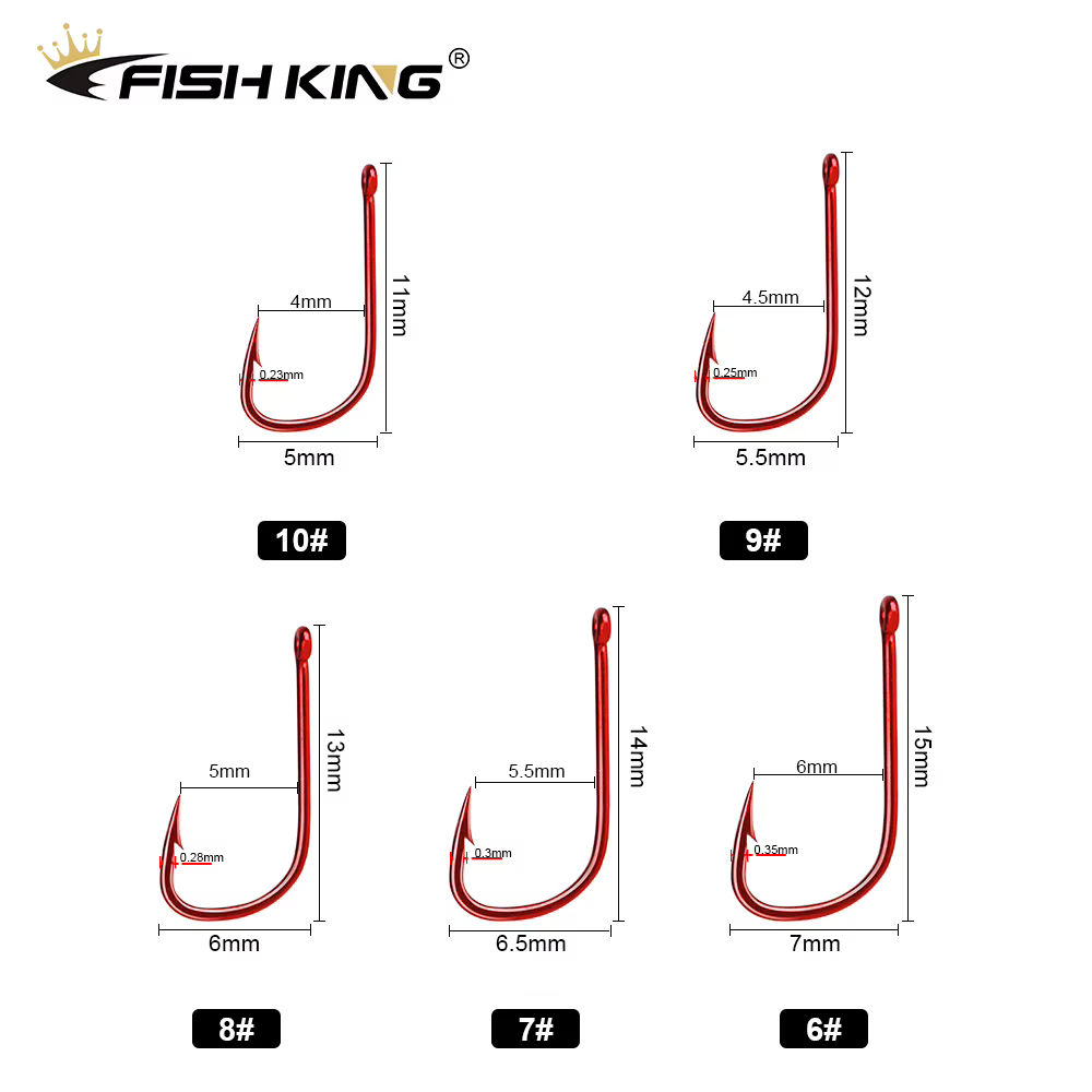 FISH KING Anzuelos Anillados Carpa – Soporte Cebo Rojo - imagen 3
