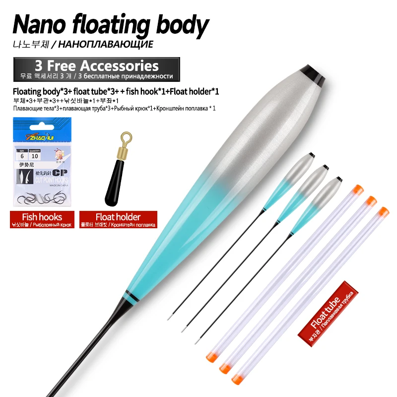 Kit completo de flotadores nano de pesca con cuerpo, tubos y accesorios