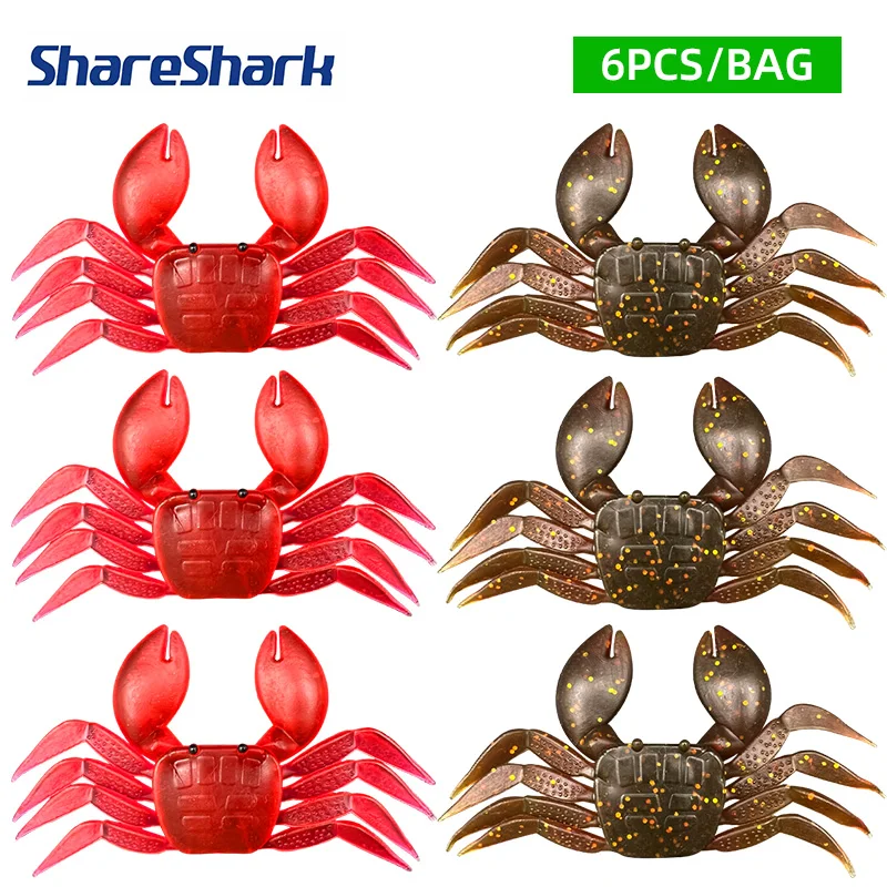 ShareShark Señuelos de cangrejo suave con cuerpo 3D