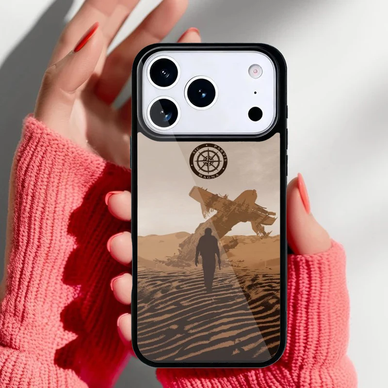 Vista frontal de la funda mostrando el diseño Uncharted