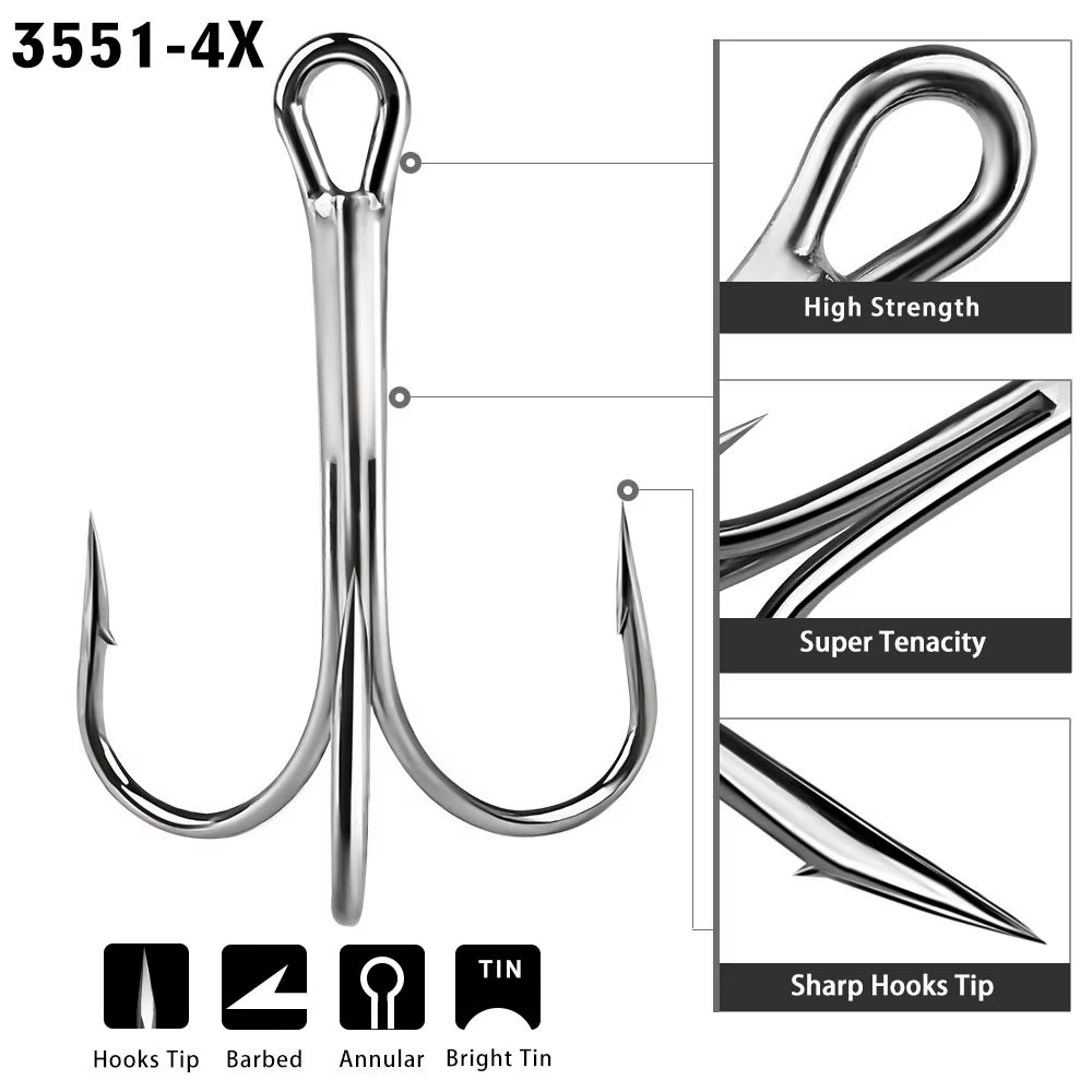Probere Trigeminal Anzuelo Tiburón Triple 4X Extra Grande 6/0-10/0 - imagen 3