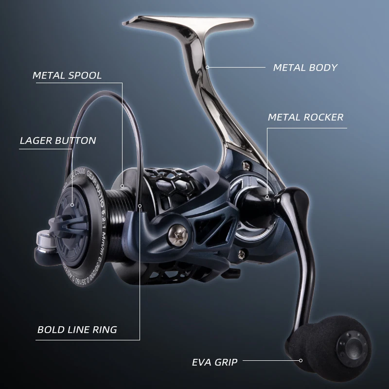 Carrete de pesca BILLINGS de metal con bobina metálica resistente - imagen 5