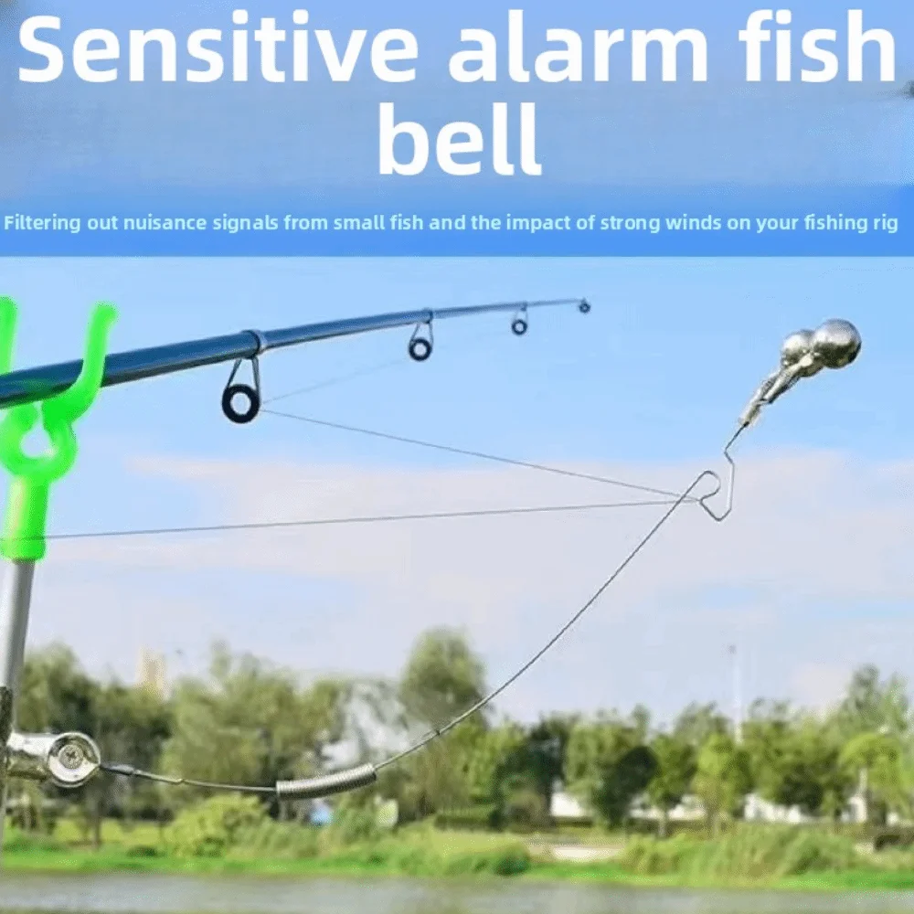 Campanas dobles ajustables para pesca con alarma de picada inox - imagen 2