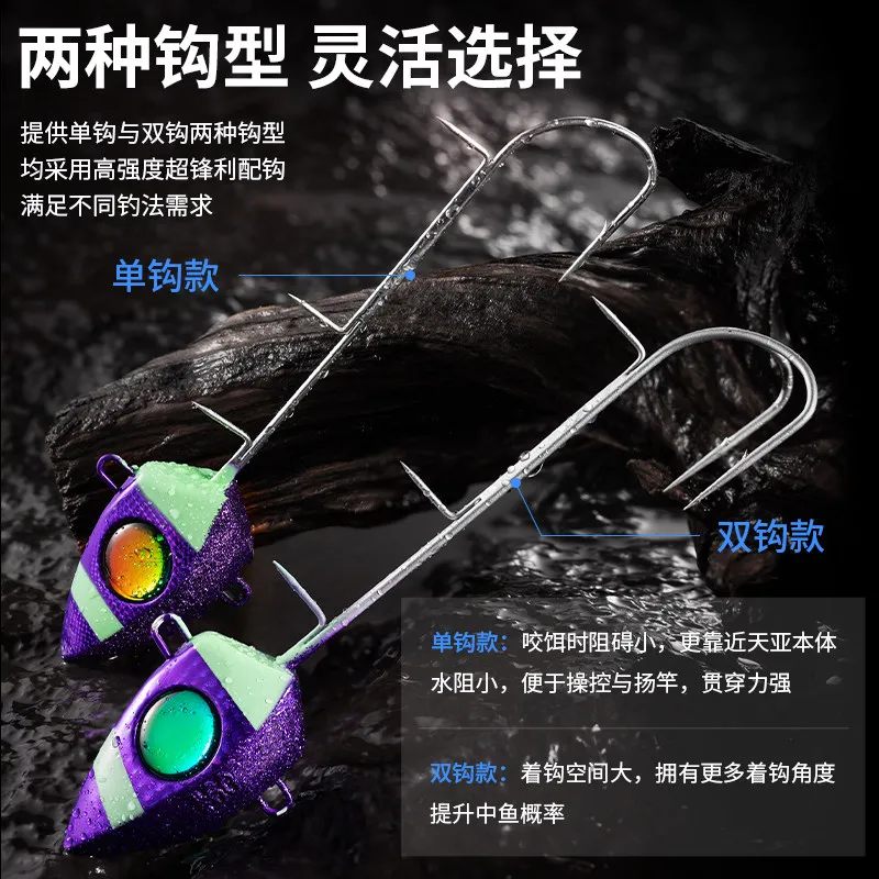 ECOODA Jig metálico luminoso cabeza triangular para pesca alta mar - imagen 3