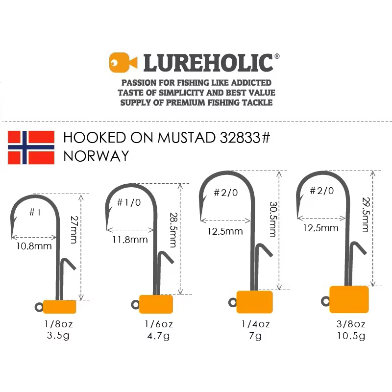 LUREHOLIC Cabeza Ned tungsteno con anzuelo Mustad - para lubina - imagen 4