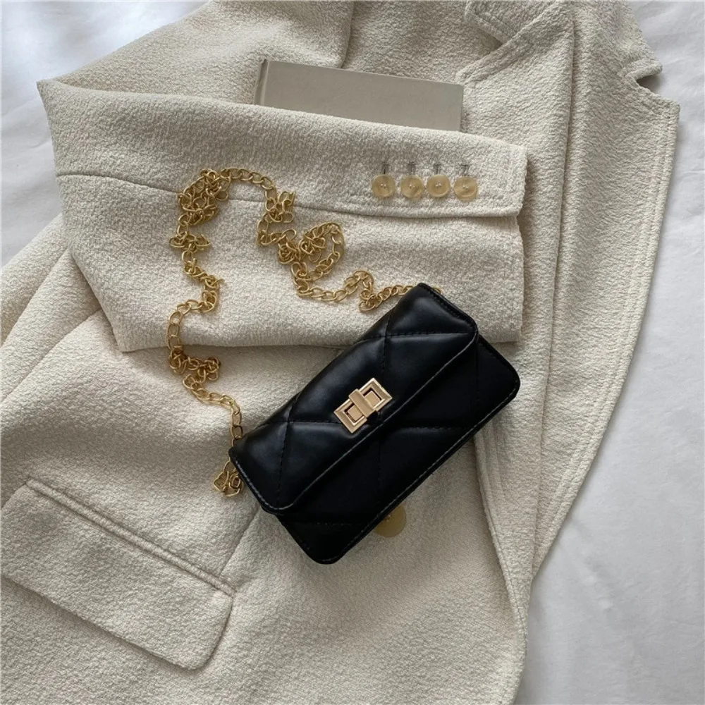 Bolso bandolera cuadrado liso con cadena metálica y PU - imagen 3