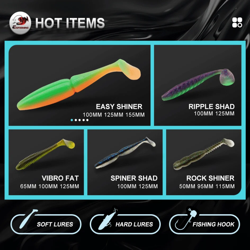 Señuelo ESFISHING ondulado, vista lateral