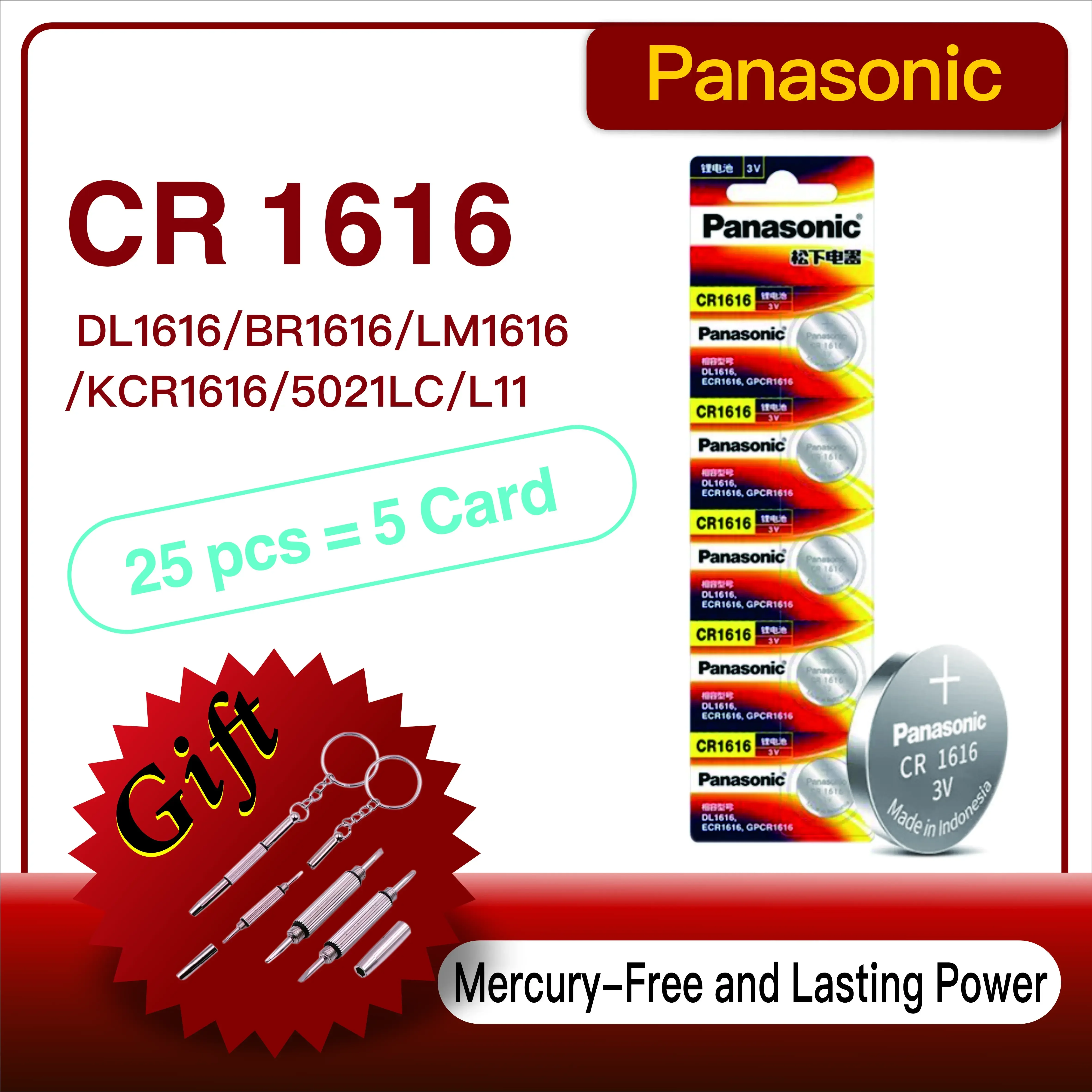 Pack de pilas Panasonic CR1616 disponibles en cantidades de 5 a 60 unidades