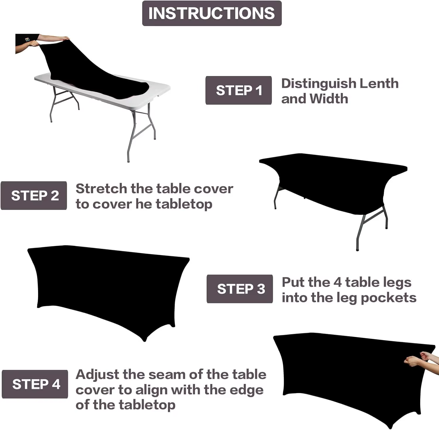 Mantel elástico Licra rectangular plegable – Protector de mesa para bodas - imagen 2