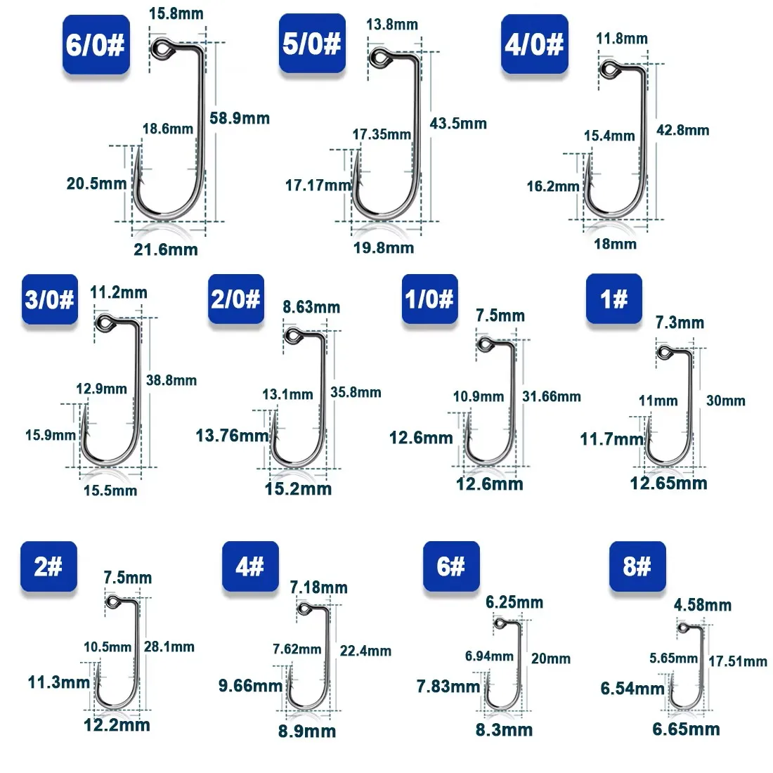 Anzuelos Jig Head 9KM para vinilo vástago largo – Curva redonda - imagen 4