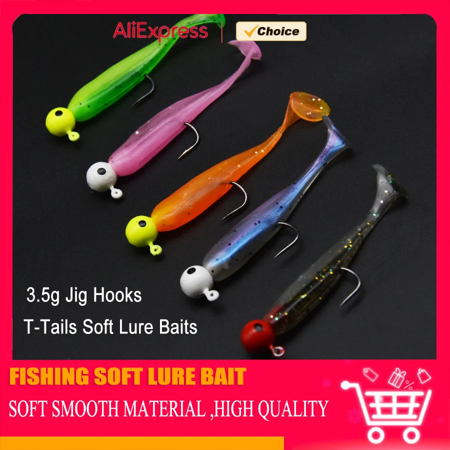 MrLurion Vinilos T-tail con jig head y forma de pez - imagen 3