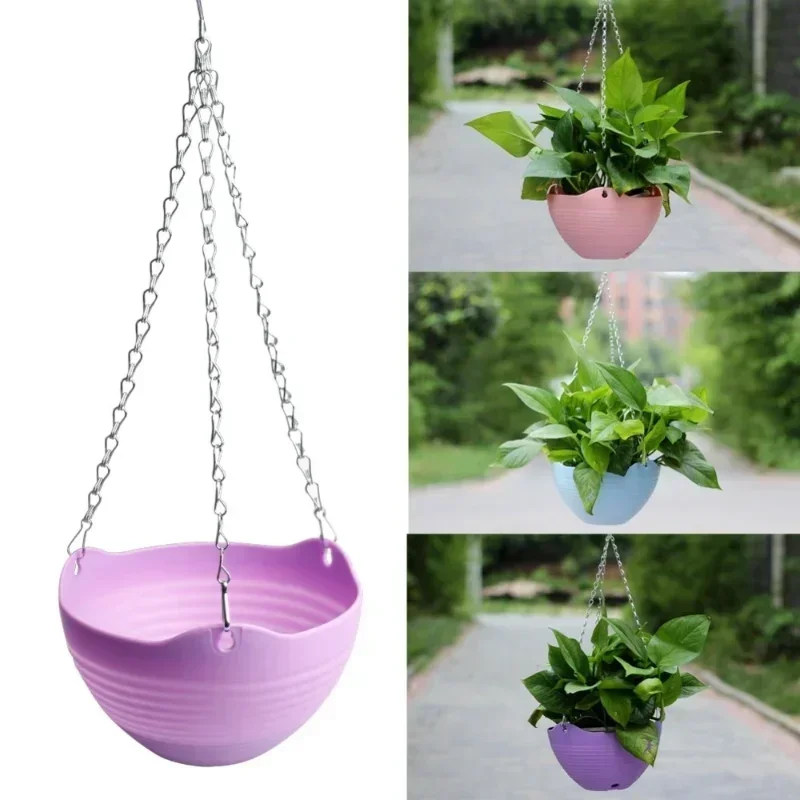 Maceta colgante de resina reforzada con cadena para flores y plantas - imagen 2