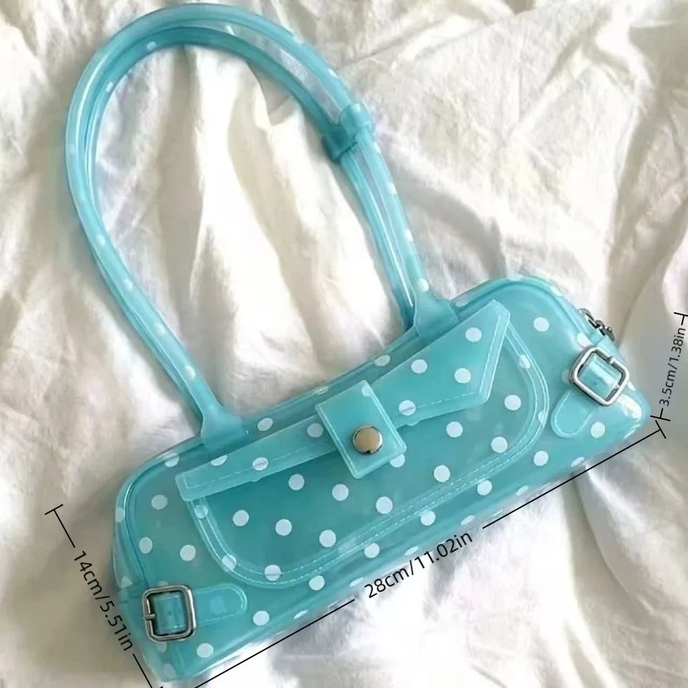 Bolso PVC transparente lunares mini impermeable con asa para playa - imagen 5