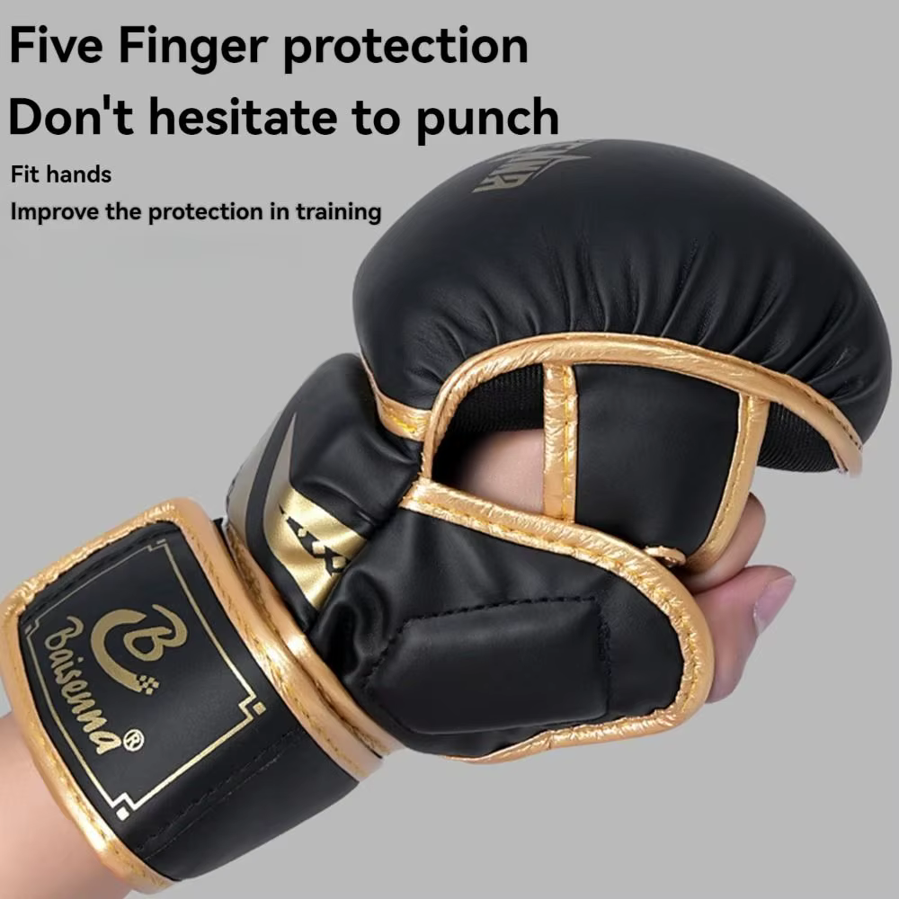 Guantes de Boxeo de Cuero PU – Palma Abierta para MMA y Kickboxing - imagen 4