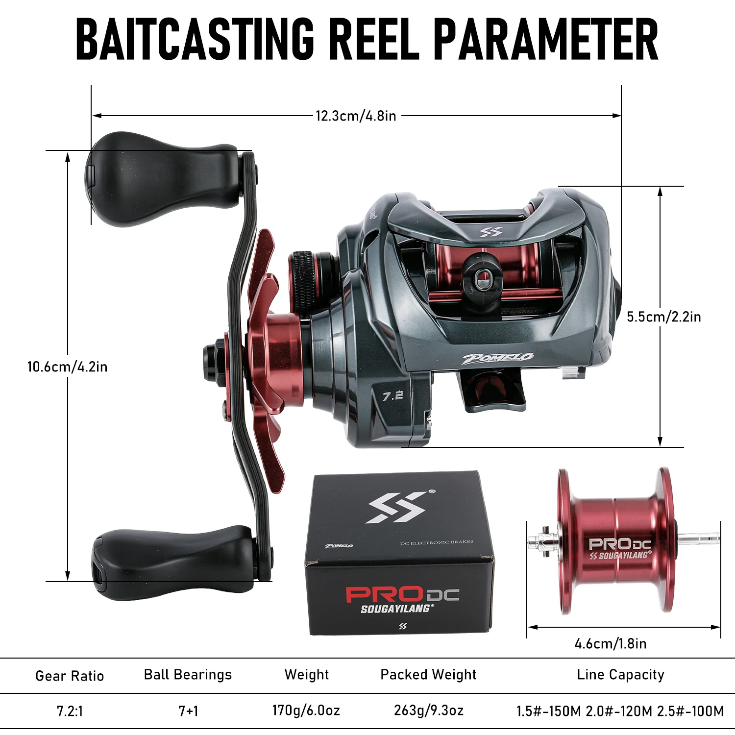 Carrete de pesca Sougayilang PRO DC freno electrónico y manivela corta - imagen 5