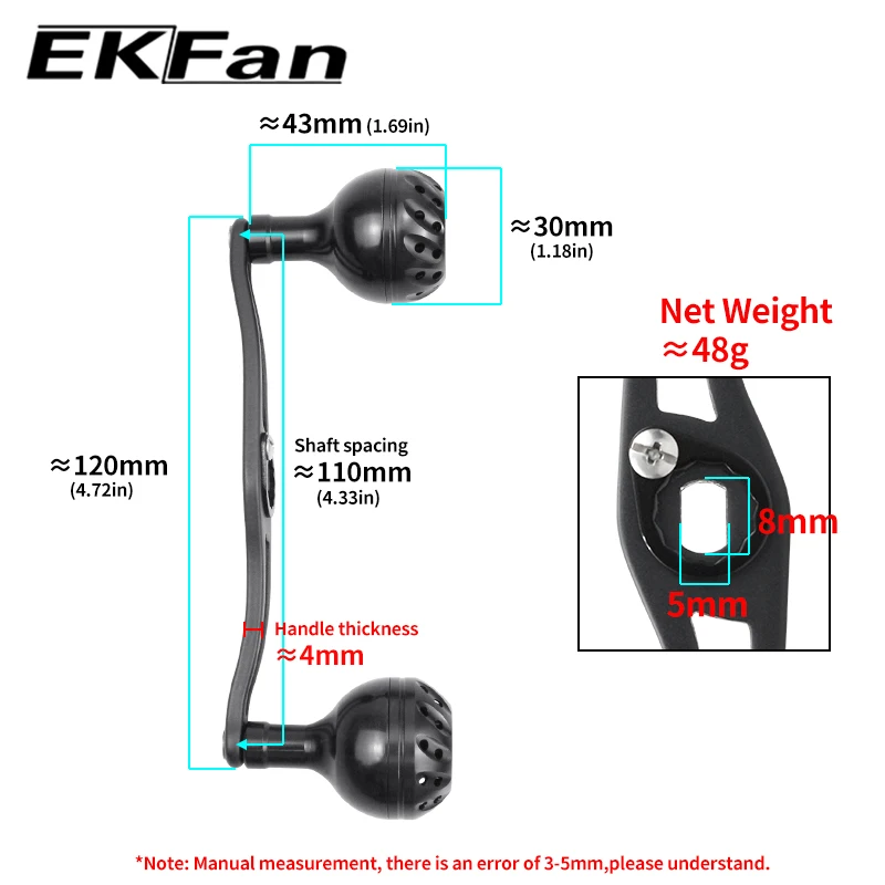 Manivela de carrete EKFan para baitcasting en forma de S aluminio - imagen 3